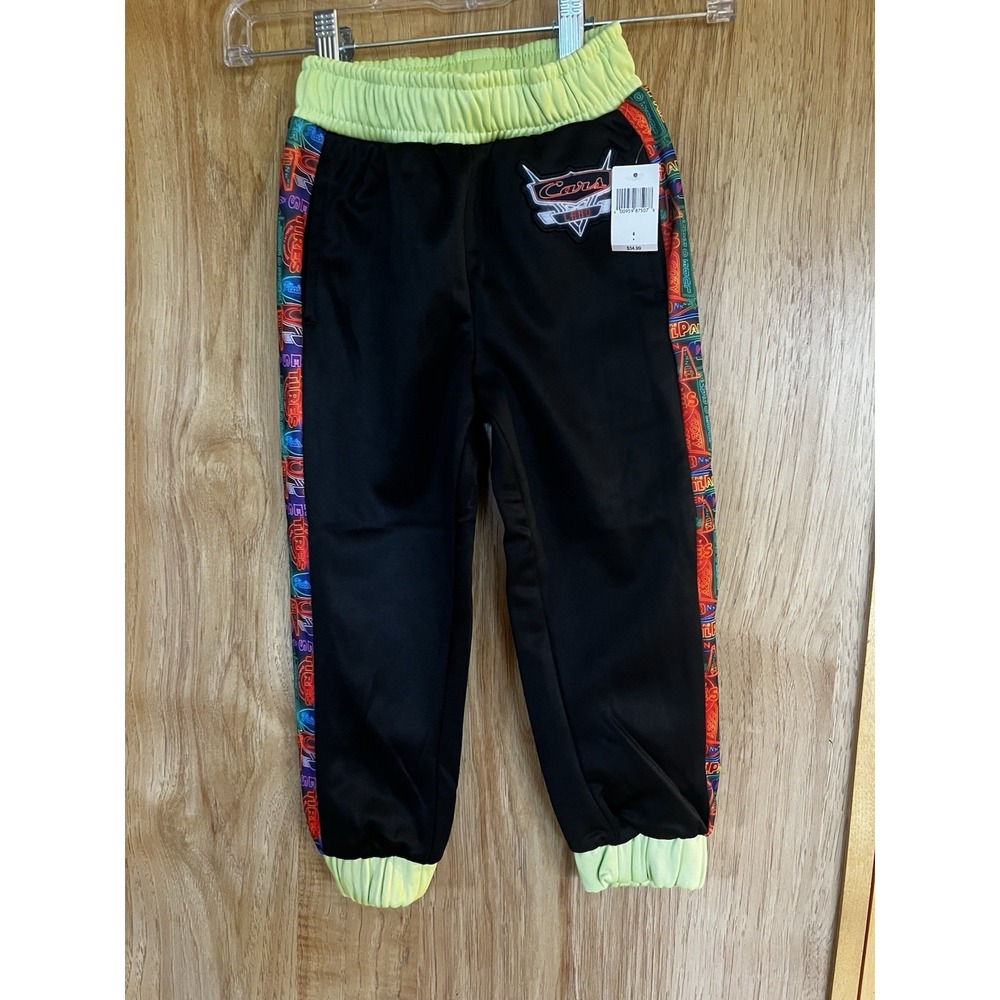 Disney Pixar Cars Land Neon Liqhtning McQueenJogger Sweatpants Pants Sz 4 NWT